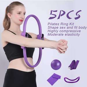 Ensemble d'anneaux <span class=keywords><strong>Pilates</strong></span> d'entraînement de gymnastique à domicile 5 pièces accessoires d'entraînement sportif pour l'exercice à domicile - Product Image 1