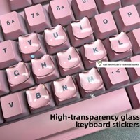 Protector de Teclado Transparente de Cristal para Uñas Largas, con Diseños de Corazón, Pata, Gato, Redondo, para Manicura, Adhesivo para Teclado Elevat