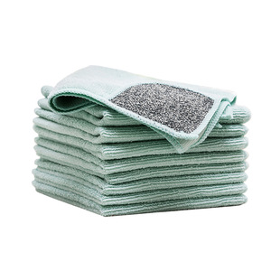 Chiffon de nettoyage en microfibre vert pâle, double face, pour la vaisselle et le récurage, usage domestique - Product Image 1