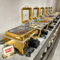 XITIBET Réchaud de buffet commercial pour hôtels et restaurants, grand modèle carré en verre, 6L, chauffe-plat électrique en acier inoxydable