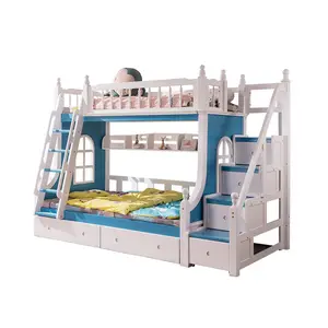 Venta al por mayor cama, cama de bebé rosa-Conjunto de muebles de dormitorio para niños, litera de madera maciza moderna, CEKB003
