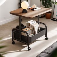 Chariot de table basse mobile à double couche/table d'appoint Table à thé roulante pour canapé de salon, table d'étagères pour chambre à coucher
