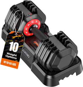 Manubrio Regolabile da 55 Libbre, 10 in 1, con Impugnatura Antiscivolo, Attrezzatura da <span class=keywords><strong>Palestra</strong></span> a Regolazione Rapida per Allenamento della Forza - Product Image 1