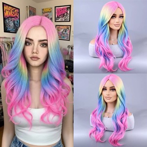 ราคาขายส่ง วิกผมสังเคราะห์แบบเต็มศีรษะ สีชมพูไล่เฉด สำหรับ<span class=keywords><strong>ผู้หญิง</strong></span> เหมาะสำหรับงานปาร์ตี้ - Product Image 3