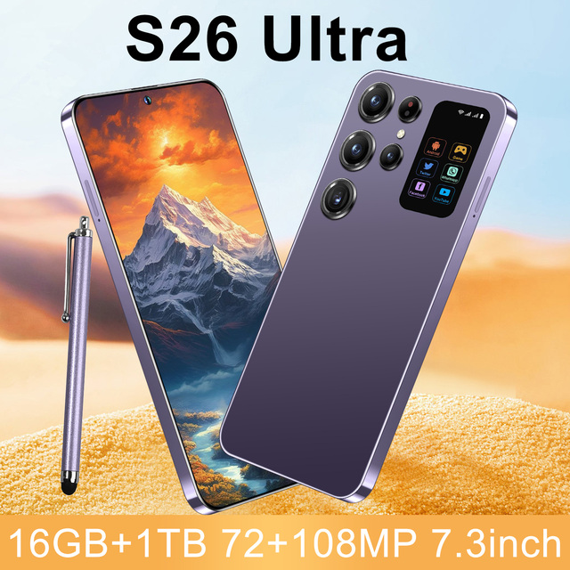 S26 Ultra 7.3 Inch 48MP 108MP 5G Smartphone Above 8000mAh Large Battery HD OLED Screen 3G/4G CDMA LTE Dual Core 16GB 1TB English