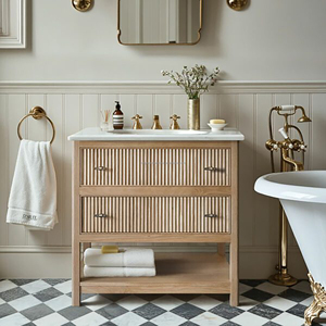 Moderno Top per Mobile <span class=keywords><strong>Bagno</strong></span> in Marmo Verde con <span class=keywords><strong>Lavabo</strong></span> in Pietra Naturale e Mobile in Legno Massello - Product Image 2