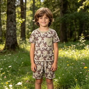 BSSO1793 rts Boutique Ensemble de vêtements pour bébé garçon imprimé camouflage vert, tenues d'été, ensemble à manches courtes, vente en gros - Product Image 5