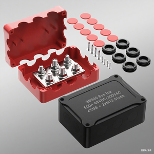 48V 500A scatola di distribuzione di potenza in ottone blocco terminale impermeabile positivo negativo rosso nero sbarra 4 * M8 + 2 * M10 Automotive - Product Image 1