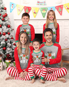 Unisex Thermal Stripe <strong>Christmas</strong> Pajamas Cute Family Matching Sleepwear for Kids Boys Girls Woven Polyester Smocked Pajamas for - Product Image 2