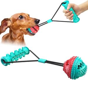 Juguete de silicona duradero y ecológico para perros, modelo con cordón para entrenamiento molar y pelota dispensadora de comida de larga duración - Product Image 1