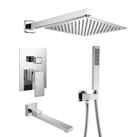 Pas cher à l'intérieur du mur ensemble 4 voies construit salle de bain robinets cachés robinets mitigeur de douche dissimulé