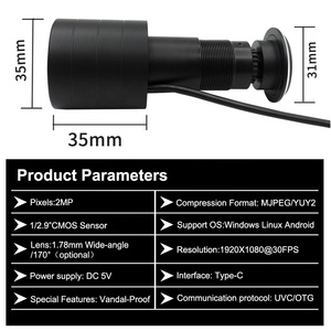 1080P 170 grados lente gran angular Micro tipo-c <span class=keywords><strong>puerta</strong></span> <span class=keywords><strong>mirilla</strong></span> Cámara 1,78mm <span class=keywords><strong>Mini</strong></span> ojo de pez seguridad Cámara USB - Product Image 5