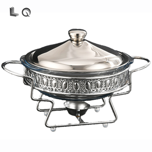 レストランビュッフェケータリング2リートラウンドゴールデンラグジュアリーチャフィング皿ハンギングリッドホワイトとゴールドボール型のチャフィング皿 - Product Image 3