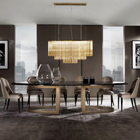 Ensemble de table à manger en marbre naturel de style italien, meubles de salle à manger, métal, 6 places, tables à manger rectangulaires pour la décoration de la maison