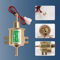 Pompa Bahan Bakar Listrik 12V HEP-02A Tekanan Rendah Warna Perak untuk Bensin dan Solar, Pompa Transfer Bahan Bakar Inline