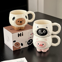 Tasses à motifs d'animaux de dessin animé, designs réalistes adorables, poignées confortables, boîtes cadeaux compatibles, tasse en céramique de haute qualité