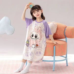 Pijamas <span class=keywords><strong>de</strong></span> manga corta con dibujos animados bonitos para niños, chándal <span class=keywords><strong>de</strong></span> vestido <span class=keywords><strong>de</strong></span> princesa para niñas pequeñas <span class=keywords><strong>de</strong></span> verano a la venta - Product Image 6