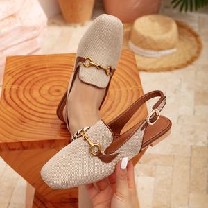 <span class=keywords><strong>Sandali</strong></span> da donna con punta quadrata tacco basso e scarpe basse da donna in stile retrò chiaro giapponese a fondo piatto - Product Image 5