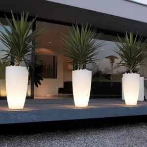 Glowing light up led iluminado flor vasos de plantas ao ar livre led cor mudar jardim pote vaso de flores led à prova d' água casa funiture