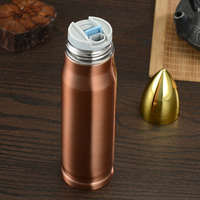 Botella de Agua con Forma de Bala de Acero Inoxidable 304 con Logotipo Personalizado, 17 oz 500 ml, Taza de Café de Doble Pared con Aislamiento al Vacío, Termo