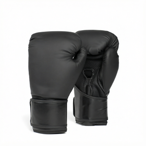 Black PU Leather Boxing <b>Gloves</b> 10 <b>oz</b> <b>12</b> <b>oz</b> Training Sparring <b>Gloves</b> Adjustable Wrist Hook Custom Logo - Product Image 1