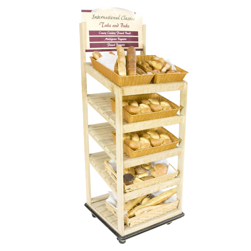 Apache Heavy Duty Wood Supermarket Cake Display Rack for Bakeries Modern Floor Stand — view 3