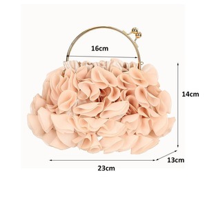 Pochette de <span class=keywords><strong>mariage</strong></span> pour femmes Pochette de soirée Fleur Sac à main Abricot Party chain Shoulder Bag Females Clutches - Product Image 5