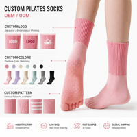 Chaussettes de Pilates personnalisées avec logo, antidérapantes, respirantes, en coton, pour yoga, fitness, barre, studio, femmes, OEM, ODM, chaussettes à grip