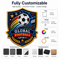 Écussons brodés personnalisés en forme de bouclier pour le football, vente en gros, badges d'équipe de football OEM pour vêtements de match, vestes et sacs
