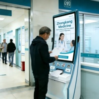 Kiosque d'impression thermique incurvé de 32 pouces, terminal de libre-service médical pour hôpitaux, administrations et banques