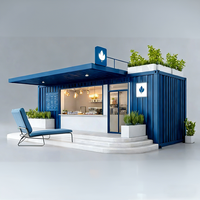 Simple Café & Roastery Featuring White Metal Stools and Linear Tiered Open Shelving Design