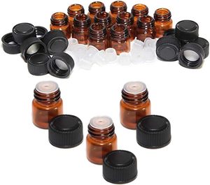 Aofox 100 gói Mini Vòng Hổ Phách tinh dầu chai nhỏ Rỗng Mẫu lọ thủy tinh UV tráng cap bàn chải lỗ hộp số (<span class=keywords><strong>1ml</strong></span>) - Product Image 2