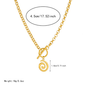 Gold Plated Stainless Steel Spiral Pendant OT Buckle Chain Necklace Geometric Design Daily Wear - Product Image 4