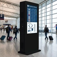 OEM Totem numérique publicitaire d'extérieur sur pied avec écran tactile, 10/32/43/49/55/65/75 pouces, sur roulettes pour parc