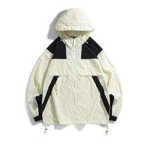 Color Block UPF50 Outdoor Logo Printemps Été Veste à capuche décontractée pour hommes avec poches - Product Image 1