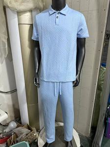 Ensemble deux pièces pour <span class=keywords><strong>homme</strong></span>, polo à manches courtes et <span class=keywords><strong>pantalon</strong></span> en jacquard uni, nouvelle collection été - Product Image 5