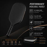 Pickleball de forme allongée avec surface texturée, technologie Gen3, poignée en caoutchouc de 20 mm d'épaisseur, noyau en mousse injectée en nid d'abeille