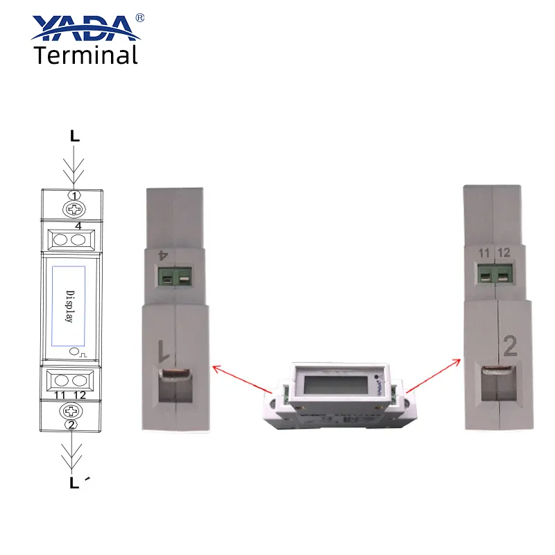 YADA DDS3366D-1P Single-phase digital energy meter AC charging pile 1P meter dengan RS485 Modbus tampilan LCD Din rail mounted