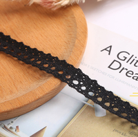 Grosir Aksesori Trim renda bordir benang katun hitam untuk gaun wanita grosir Aksesori renda rok