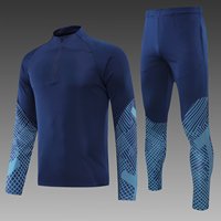 Setelan Training Sepak Bola Lengan Panjang Custom Half-Zip Cepat Kering, Pakaian Tim Regular Fit 100% Poliester dengan Kantong, Perlengkapan Sepak Bola
