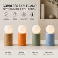 Lampe de table globe sans fil à moule exclusif, rechargeable, 3 températures de couleur, à intensité variable, tactile, pour restaurant, hôtel, chevet
