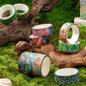 Ruban Washi de style asiatique du Sud-Est, plantes vertes de la forêt tropicale, impression numérique, autocollants décoratifs pour journal DIY - Product Image 3
