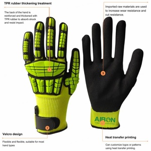 Gants de travail antidérapants en PU avec poignet tricoté et texture micro-diamantée, gants de sécurité polyvalents jaunes, noirs, gris - Product Image 5