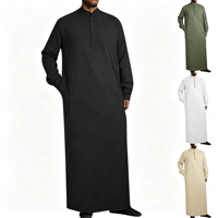 Robe Abaya en coton pour hommes musulmans, couleur unie, décontractée, respirante, avec ceinture, robe longue, style Dubaï, vêtements arabes grande taille