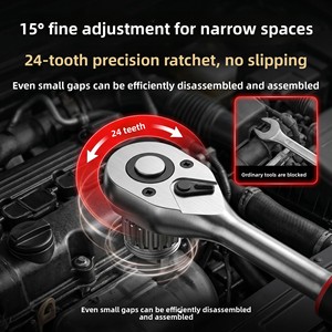 Juego de 94 piezas de puntas y vasos de acero al vanadio CR-V de 1/4" y 1/2" métricos, herramientas manuales con estuche rígido para reparación automotriz y del hogar, personalizable OEM - Product Image 3