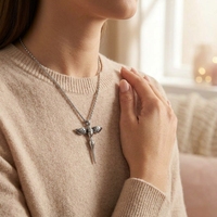 Collier pendentif aile d'ange vintage pour femme, design personnalisé, chaîne en acier inoxydable, vente en gros