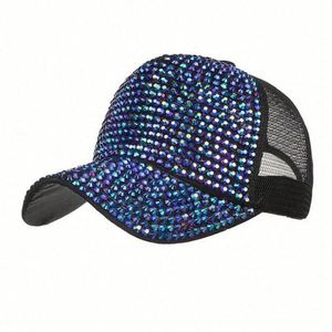 Casquette de baseball en maille pour femme avec patch en cristal et strass, style camionneur, vente en gros - Product Image 4