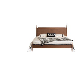 Lit plateforme en bois massif de style rétro américain, en noyer noir d'Amérique du Nord, style vintage, lit double pour chambre principale, structure durable - Product Image 5
