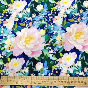 Nouveauté <span class=keywords><strong>Tissu</strong></span> en popeline de coton biologique multi-couleurs à imprimé floral grand format pour filles et enfants, pour robes et costumes - Product Image 3