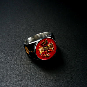 Bague en acier inoxydable de haute qualité, chevalière plaquée or, vente en gros de bagues pour hommes de chine - Product Image 3